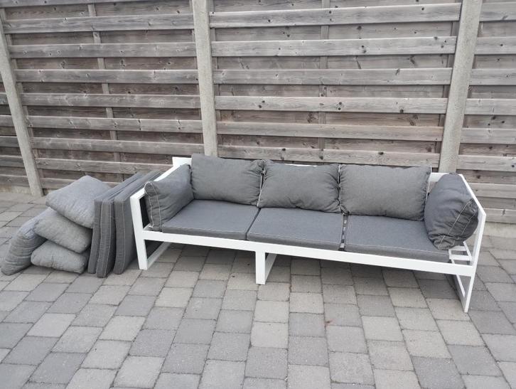 Moderne tuinbank met kussens, Tuin en Terras, Tuinbanken, Gebruikt, Aluminium, Ophalen
