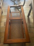 houten salontafel met glazen blad, antiek, Gebruikt, 100 tot 150 cm, Glas, 50 tot 100 cm