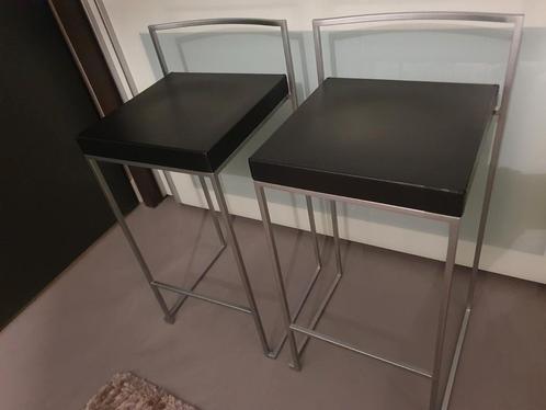***Lapalma Cubo design barkrukken (ZWART LEDER&bruin)***, Huis en Inrichting, Barkrukken, Zo goed als nieuw, 60 tot 90 cm, Leer