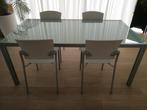 Eettafel met 4 stoelen modern, Huis en Inrichting, Ophalen, Gebruikt, 100 tot 150 cm, Vijf personen of meer