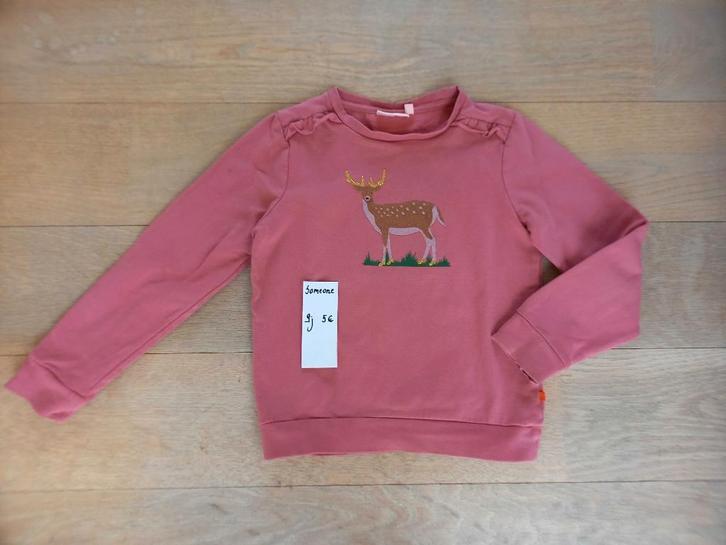 Schattige roze trui met hert Someone 9 Jaar M134, Kinderen en Baby's, Kinderkleding | Maat 134, Gebruikt, Meisje, Trui of Vest