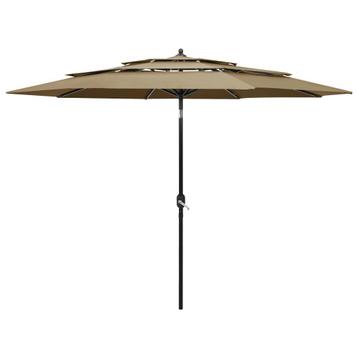 Knik parasol 3-laags met aluminium paal gratis bezorgd
