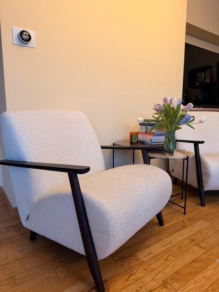 2 fauteuils à vendre, Maison & Meubles, Fauteuils, Comme neuf, Bois, Tissus, Moins de 75 cm, Enlèvement