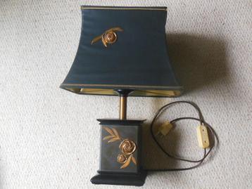 Brocante vierkante schemerlamp/tafellamp - zwart/goud - roos beschikbaar voor biedingen