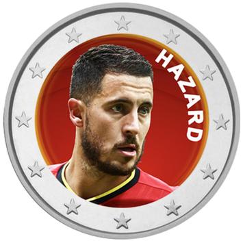 2 euro gekleurd aangepast ontwerp Eden Hazard