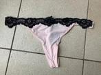 Nieuwe Roze string met zwart kant - maat L ( Hunkemoller ), Ophalen of Verzenden, Overige kleuren, String