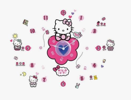 Hello Kitty Wandklok met Muurstickers - VAN 19,95 VOOR 7,50!, Kinderen en Baby's, Kinderkamer | Inrichting en Decoratie, Nieuw