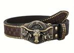 Heren Riem Met Stierenkop Bruin Met Klinknagels 125Cm (Nieuw, Kleding | Heren, Riemen en Ceintuurs, Ophalen of Verzenden, Nieuw
