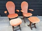 Vintage stoelen met voetenbank, Huis en Inrichting, Stoelen, Stof, Ophalen of Verzenden, Zo goed als nieuw