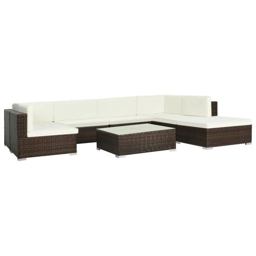 lounge set bruin en creme kussens nieuw in doos, Tuin en Terras, Tuinsets en Loungesets, Nieuw, Loungeset, 6 zitplaatsen, Ophalen