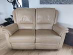 Beige leren tweezit met 2 relaxen, Huis en Inrichting, Zetels | Zetels, Ophalen, Minder dan 75 cm, 150 tot 200 cm, Tweepersoons