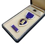 WWII US Purple Heart Medal With Oak Leaf and Box, Ophalen of Verzenden, Landmacht, Lintje, Medaille of Wings