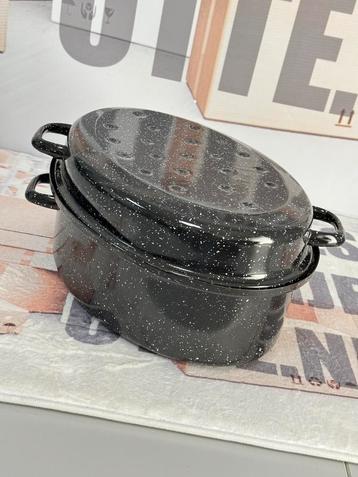 Emaille Braadpan XL 40 x 30 cm braadslede wildbraadpan zwart beschikbaar voor biedingen