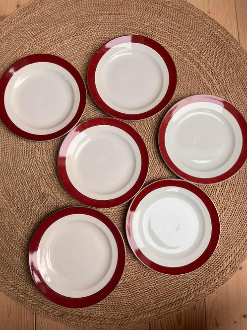 6 grote platte vintage borden Sarreguemines Ile de France, Antiek en Kunst, Antiek | Servies los, Ophalen of Verzenden