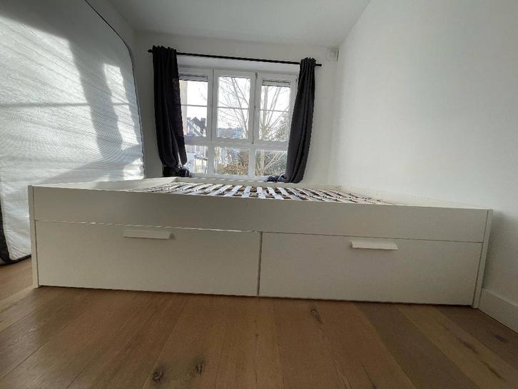 Lit IKEA Brimnes 160*200, Maison & Meubles, Chambre à coucher | Lits, Utilisé, Queen size, 160 cm, 200 cm, Bois, Blanc, Enlèvement