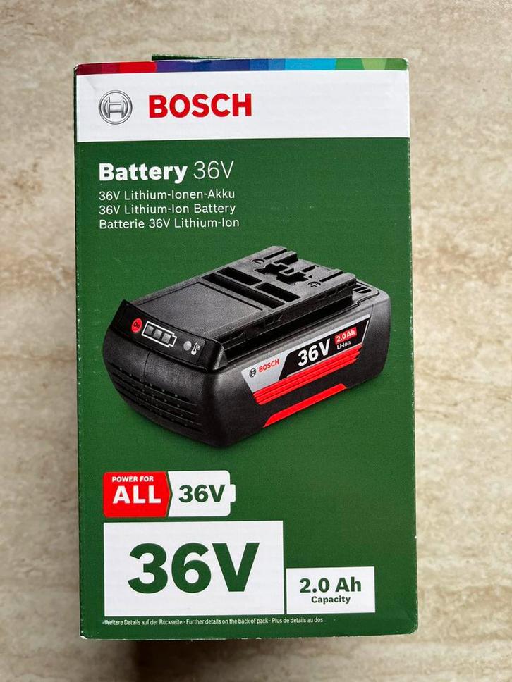 Bosch 36v 2.0ah accu NIEUW, Tuin en Terras, Grasmaaiers, Nieuw, Ophalen