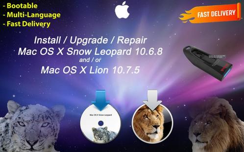 Mac OS X Snow Leopard 10.6.3 et/ou Lion 10.7.5 USB d'Install, Informatique & Logiciels, Systèmes d'exploitation, Neuf, MacOS, Envoi