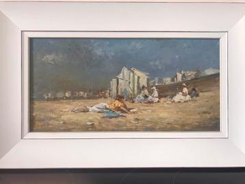 « La plage de Knokke » d’après Jean Gouweloos.  beschikbaar voor biedingen