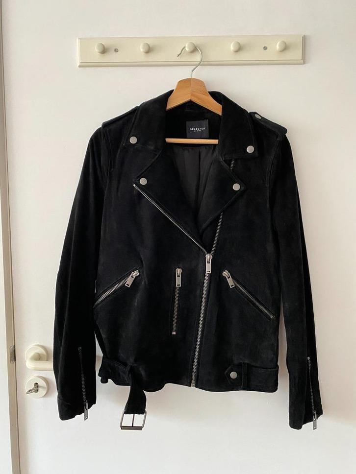 Selected Femme - zwarte suède jas - maat 38, Kleding | Dames, Jassen | Winter, Nieuw, Maat 38/40 (M), Zwart, Verzenden