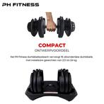 PH Fitness Verstelbare Dumbells Zwart Set 24KG - 2 STUKS, Sport en Fitness, Ophalen, Nieuw, Dumbbell