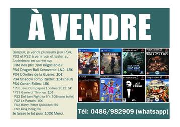 Jeux Ps4, Ps3 et Ps2 à vendre beschikbaar voor biedingen