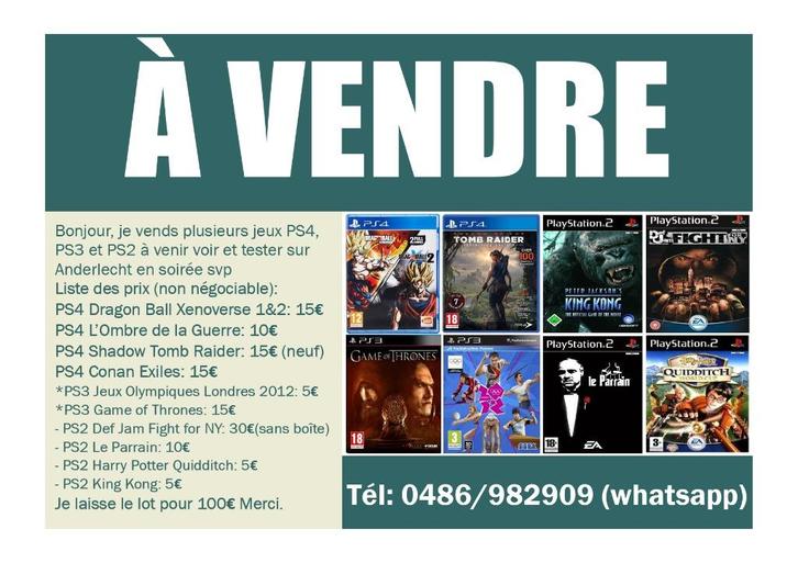 Jeux Ps4, Ps3 et Ps2 à vendre, Games en Spelcomputers, Games | Sony PlayStation 4, Gebruikt, Ophalen