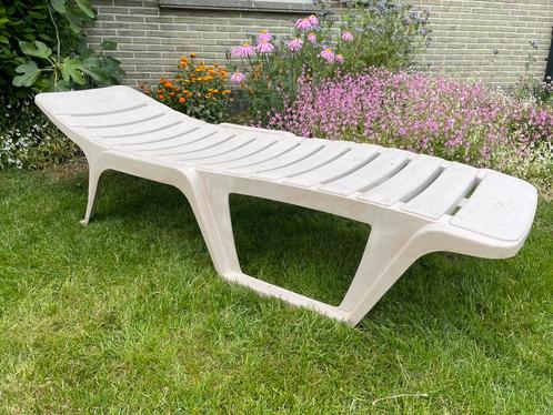 ligbank + tabouret, Jardin & Terrasse, Accessoires mobilier de jardin, Comme neuf, Enlèvement