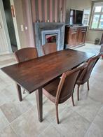 Volledig Eiken Tafel met 4 stoelen en schuifje, Huis en Inrichting, Ophalen, Zo goed als nieuw