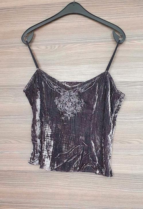 Gekleed grijs topje met motief, maat L, Fransa, nieuw, Kleding | Dames, Topjes, Zo goed als nieuw, Maat 42/44 (L), Grijs, Zonder mouw