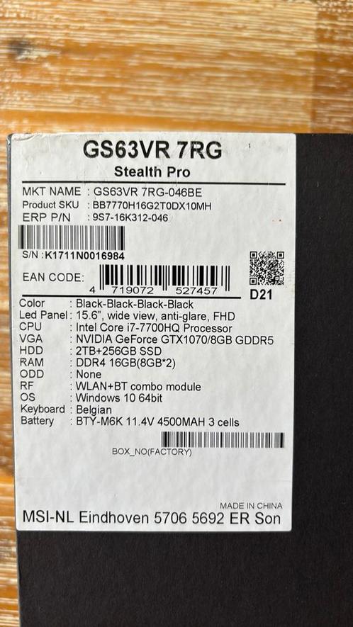 MSI Gaming GS, Computers en Software, Windows Laptops, Zo goed als nieuw, 15 inch, HDD, SSD, 2 tot 3 Ghz, 16 GB, Gaming, Ophalen