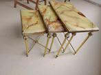 Drie antieke nesttafels met onyx marmer, Antiek en Kunst, Ophalen