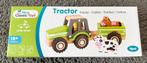 Houten tractor met aanhanger - incl 2 boerderijdieren, Ophalen, Nieuw