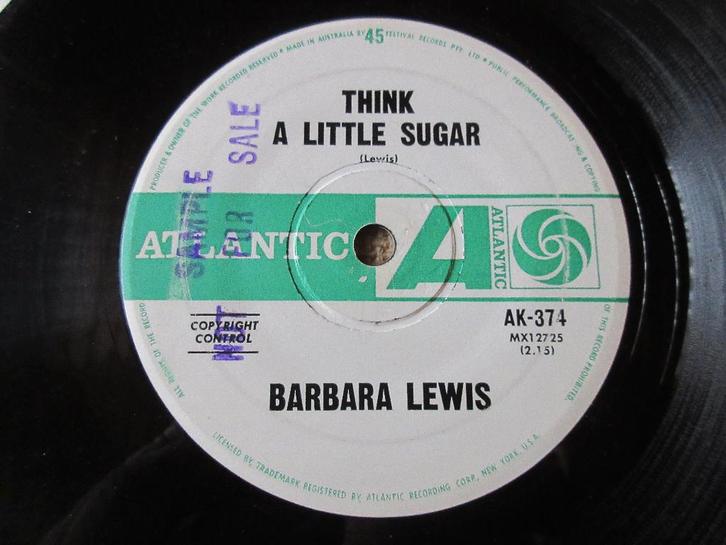 Barbara Lewis ‎–  Think A Little Sugar, Cd's en Dvd's, Vinyl Singles, Gebruikt, Single, R&B en Soul, 7 inch, Ophalen of Verzenden
