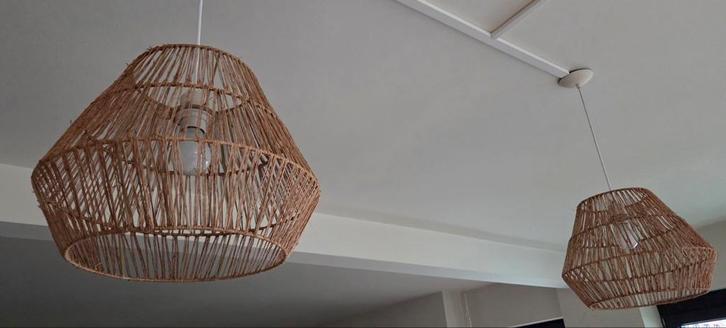 2 abat-jours en osier, Maison & Meubles, Lampes | Suspensions, Utilisé, Moins de 50 cm, Autres matériaux