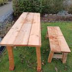 Table de jardin/terrasse + 2 bancs, Jardin & Terrasse, Tables de pique-nique, Enlèvement, Bois