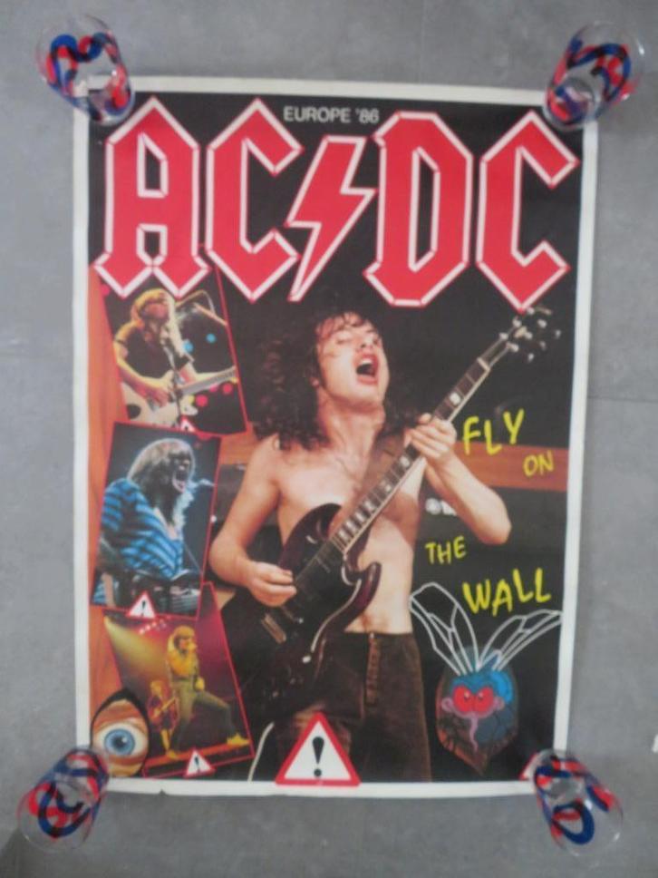 originele promo poster AC/DC 1986 Europe Fly on the Wall, Verzamelen, Muziek, Artiesten en Beroemdheden, Zo goed als nieuw, Poster, Artwork of Schilderij