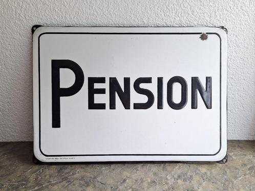 Emaille bord Pension, Verzamelen, Merken en Reclamevoorwerpen, Gebruikt, Reclamebord, Ophalen of Verzenden