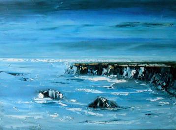 Uniek schilderij op canvas "Woeste zee" beschikbaar voor biedingen