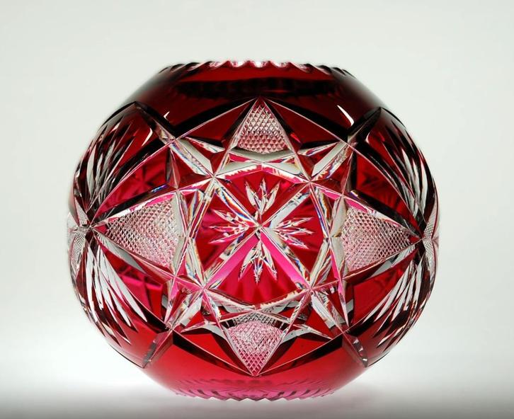 Val Saint Lambert - Vase Boule à Fleurs - VSL, Antiek en Kunst, Antiek | Glaswerk en Kristal, Ophalen of Verzenden