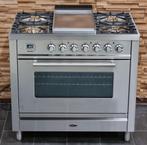 🔥Luxe Fornuis Boretti 90 cm rvs + rvs 5 pits frytop 1 oven, Elektronische apparatuur, Fornuizen, 60 cm of meer, 5 kookzones of meer
