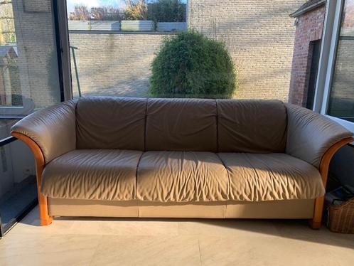 Stressless drie-zitbank (Leder)Ekornes, Huis en Inrichting, Fauteuils, Zo goed als nieuw, Hout, Leer, 125 cm of meer, 75 tot 100 cm