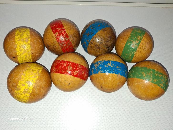 VINTAGE oude houten petanqueballen 1950 1960, Antiek en Kunst, Antiek | Speelgoed, Ophalen of Verzenden