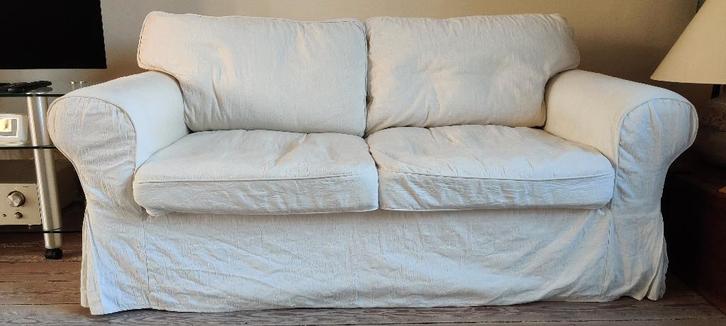Witte 2-zit Ektorp, Huis en Inrichting, Zetels | Zetels, Gebruikt, Rechte bank, Tweepersoons, 150 tot 200 cm, 75 tot 100 cm, Stof