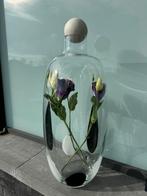 Mooie glazen vaas zwart wit gevlekt H60cm, Ophalen of Verzenden, Wit