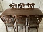 Mooie donkerbruine eettafel met 6 stoelen, Huis en Inrichting, Ophalen, Gebruikt, Klassiek, 4 tot 6 stoelen