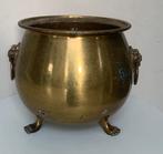 Vintage koperen cachepot met 2 leeuwenkoppen, Antiek en Kunst, Ophalen, Koper