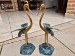 Vintage bronzen koppel kraanvogels in prima staat, Ophalen of Verzenden
