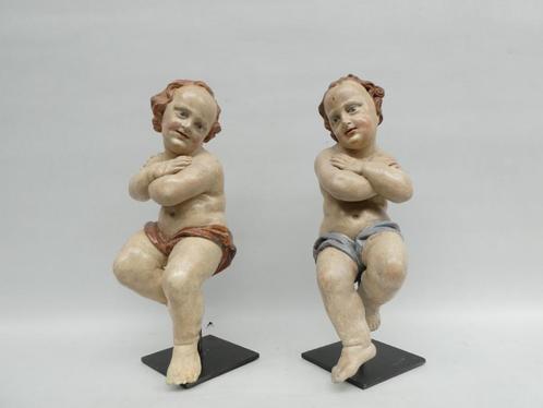 Prachtig koppel houten engeltjes, 18de eeuw, Antiquités & Art, Antiquités | Objets religieux, Enlèvement
