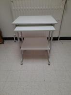 Compact wit computertafeltje op wieltjes - MOET WEG, Ophalen, Gebruikt