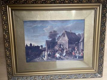 Oude prent in antieke kader - decoratief beschikbaar voor biedingen